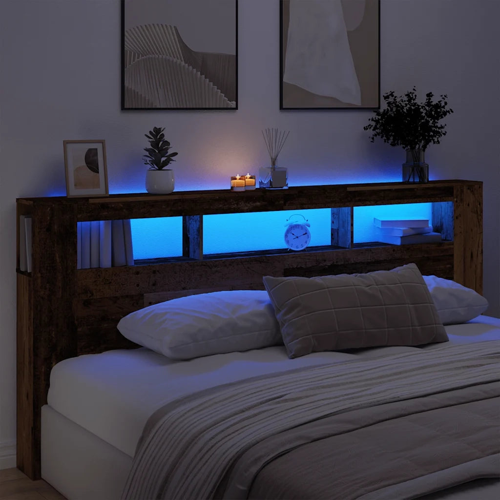 Testiera LED Legno Antico 220x18,5x103,5 cm Legno Multistrato