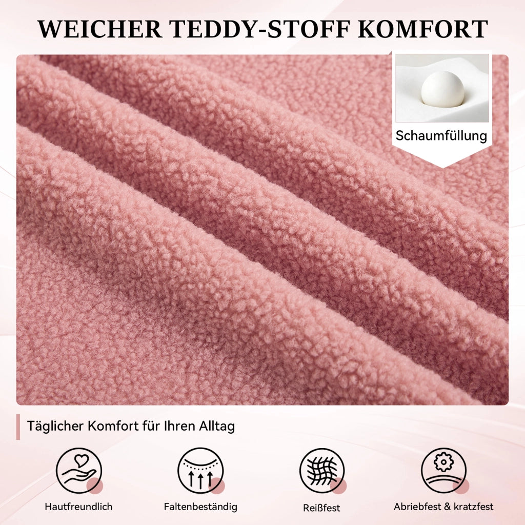 SEDIA Girevole 58x58x86 cm in Teddy Rosa con base dorata