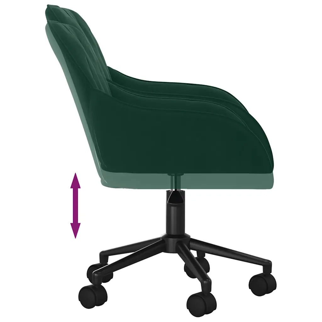 Sedia da Ufficio | Sedia da Gaming Girevole Verde Scuro in Velluto
