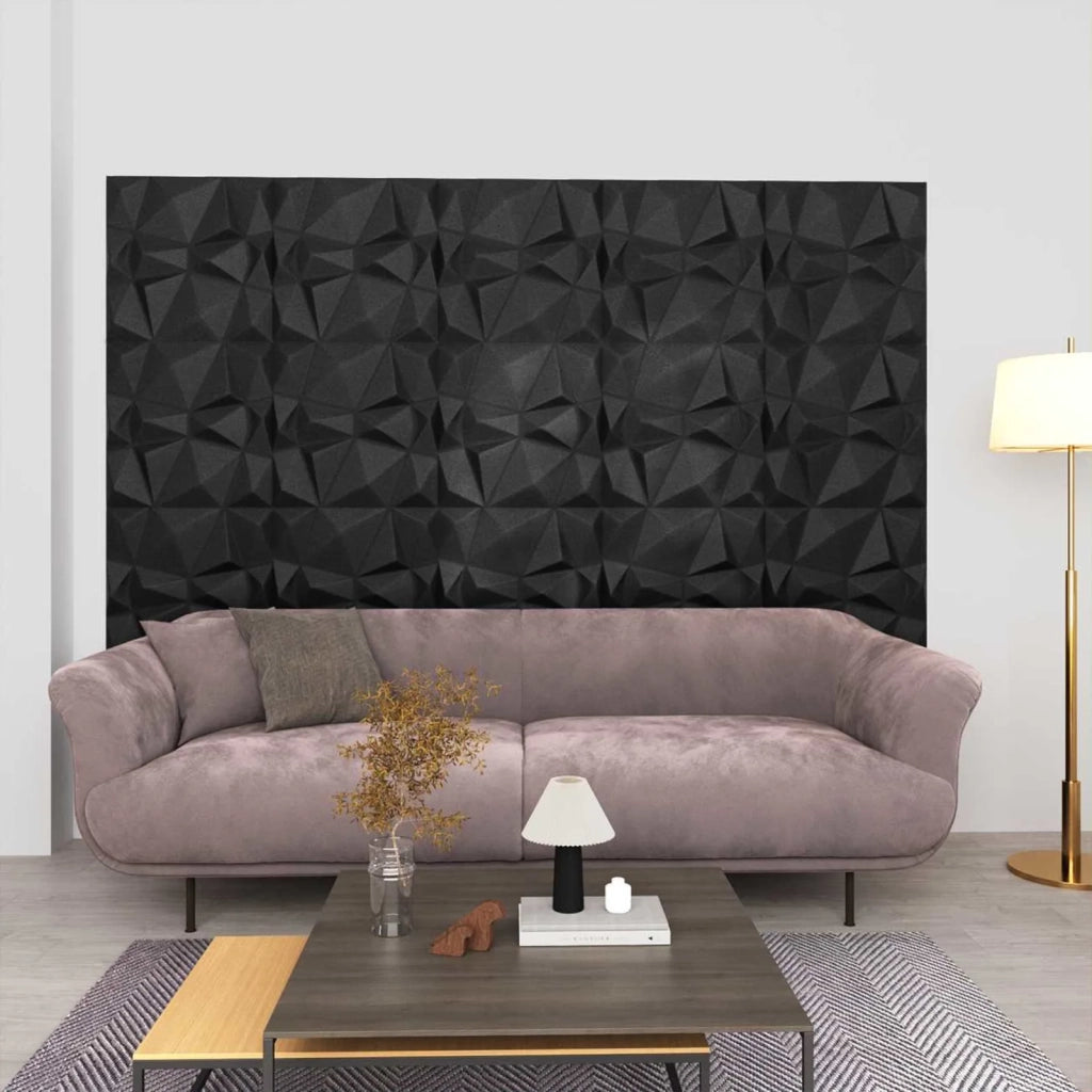 Pannelli da parete 24 pcs Nero Diamante 50 x 50 cm Schiuma XPS 42046025