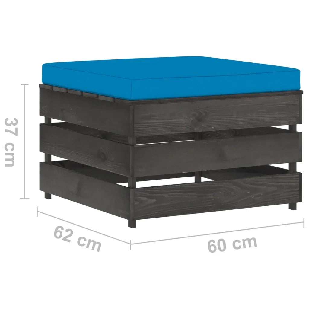Set Salotto da Giardino 2pz | Set di Mobili da Esterno con Cuscini Legno Impregnato Grigio