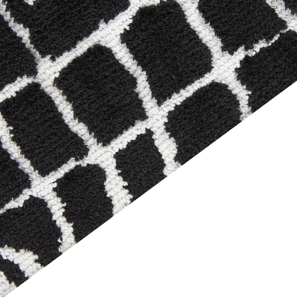 Tappeto moderno in cotone e poliestere bianco e nero 300 x 400 cm soggiorno camera da letto