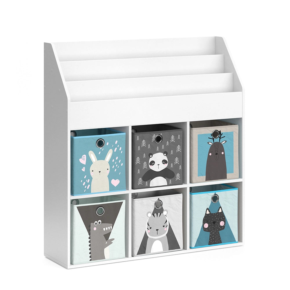 Vicco Libreria bambini Bianco 31.2 x 114.2 cm con 6 scatole pieghevoli opt.2