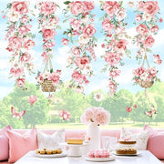 Decalcomanie per Finestre Sticker Fiori Rosa Decalcomanie per Finestre Fiori Rampicanti a Sospensione Fiori Decalcomanie per Finestre Antibatteriche Fiori Decalcomanie per Finestre con Effetto Vetro Sticker per Finestre