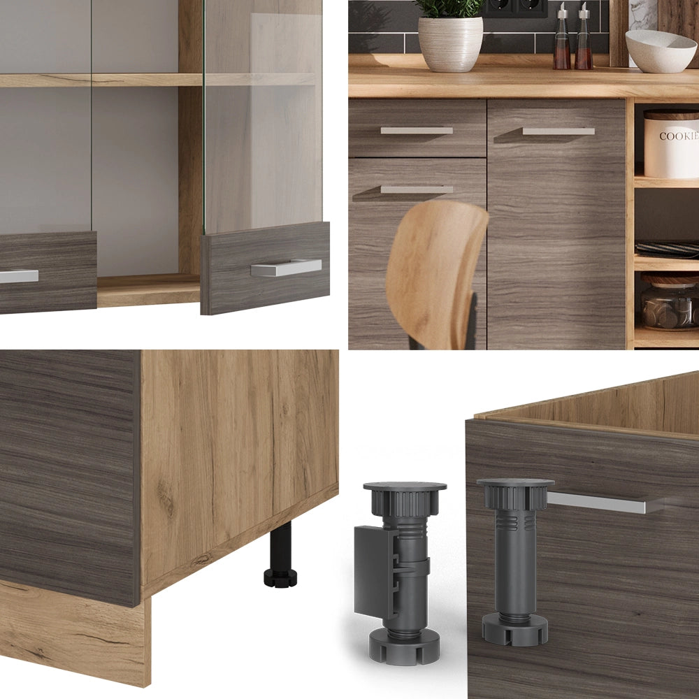 Vicco Cucina componibile Grigio nobile/rovere dorato 240 cm , PL Marmo
