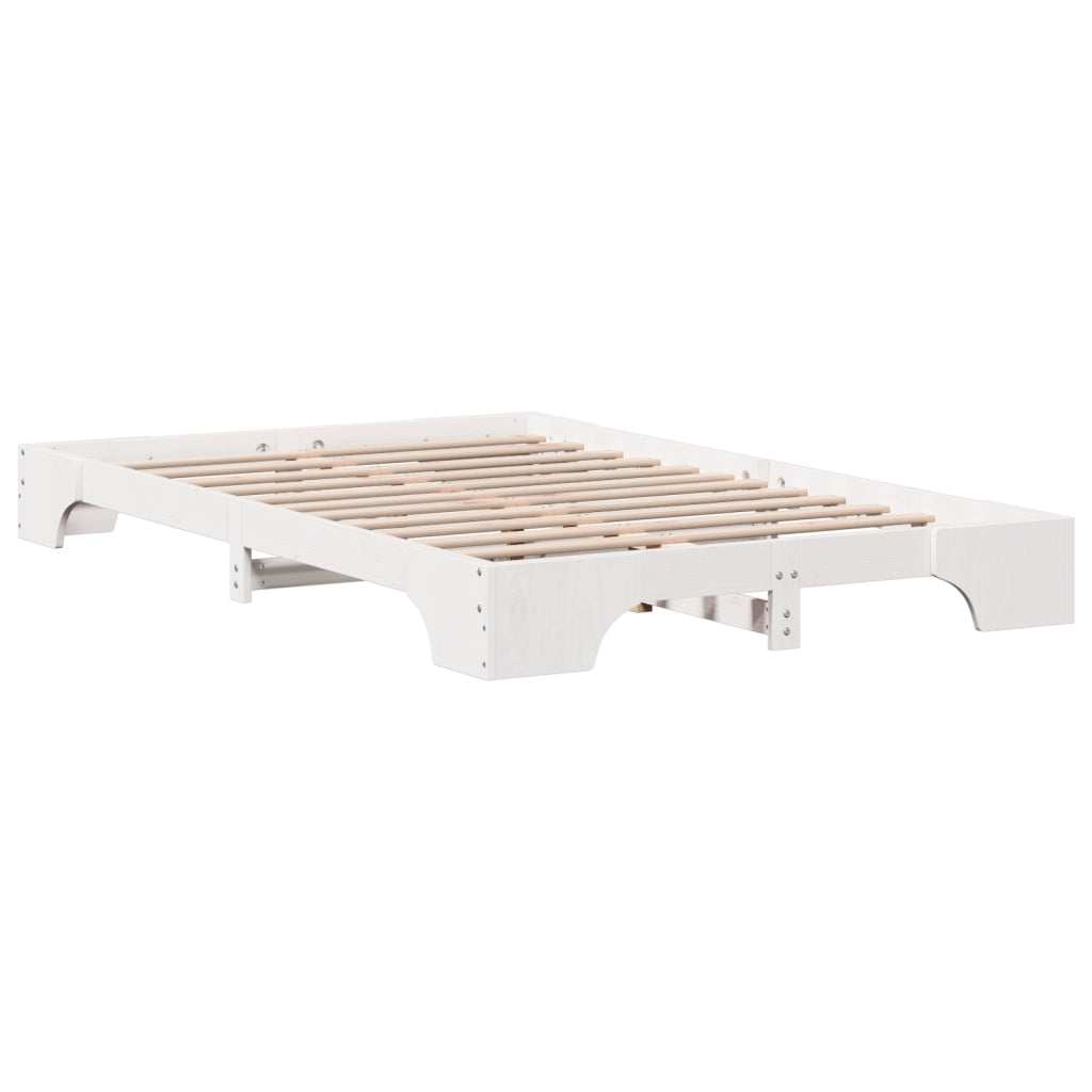 Struttura Letto Bianco Legno Massello 120 x 200 cm Rettangolare