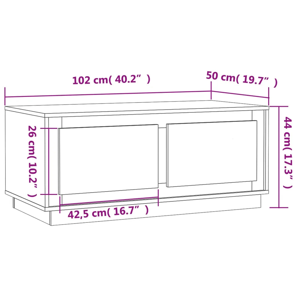 Tavolino Salotto Rovere Marrone 102x50x44 cm Legno Multistrato