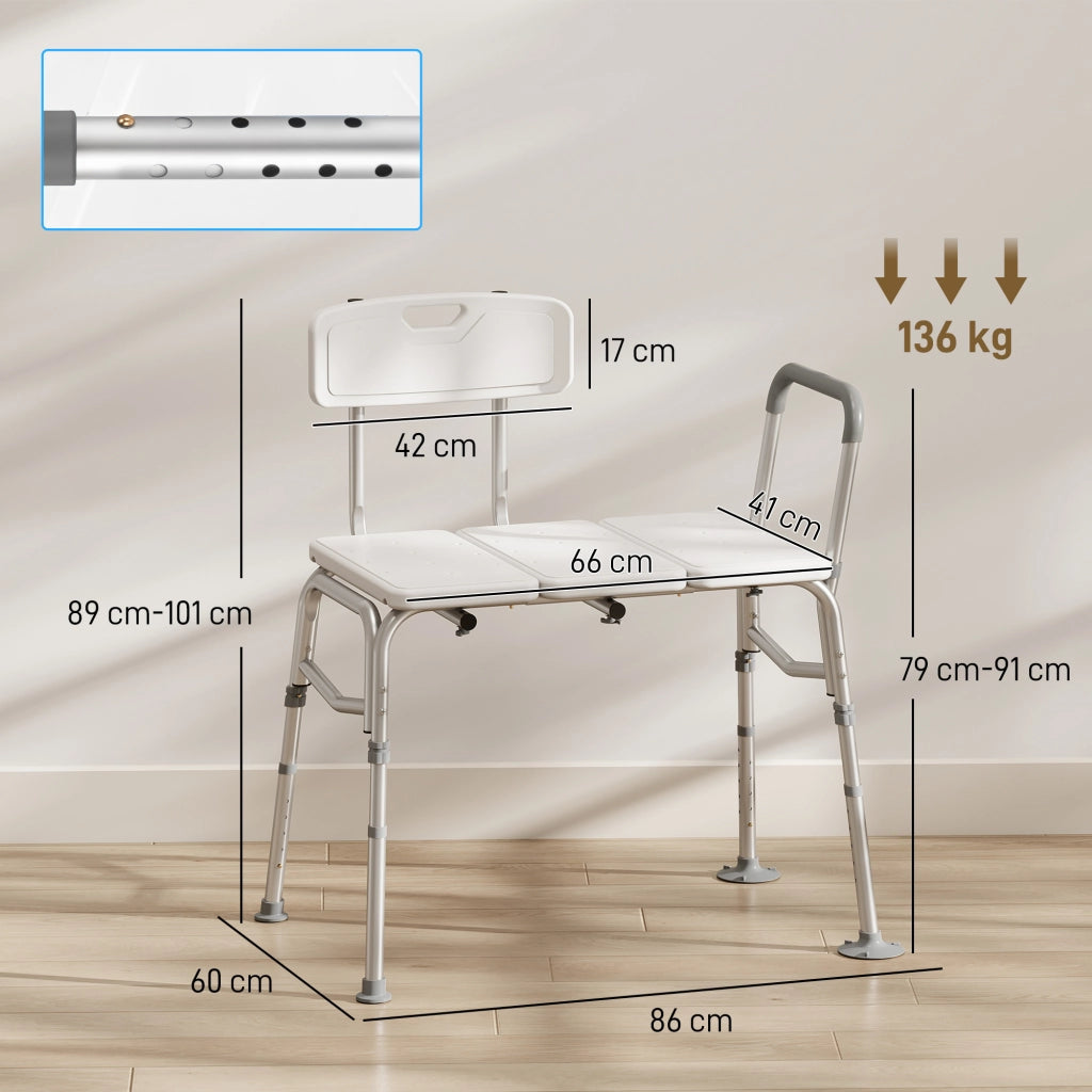 Banc de Transfert Baignoire, Hauteur Réglable à 10 Niveaux, Blanc