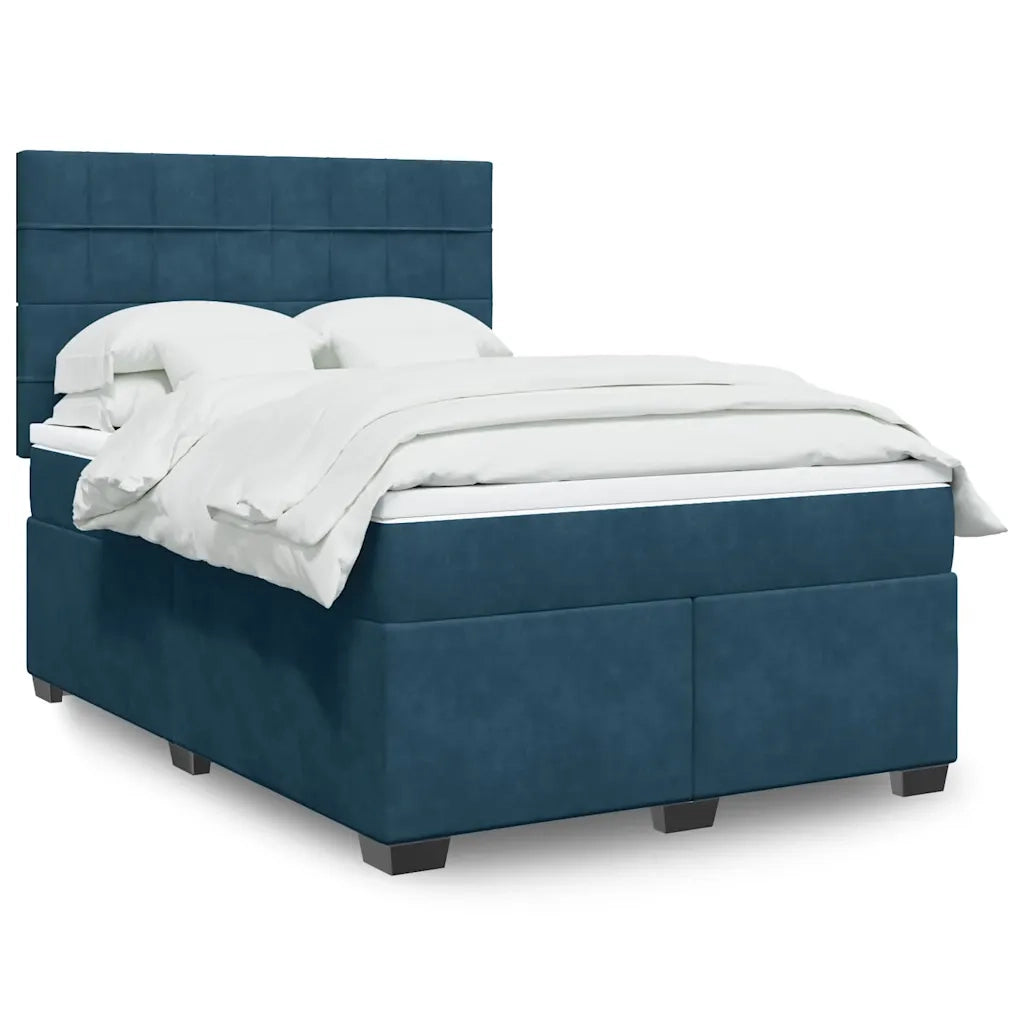 Giroletto a Molle con Materasso Blu 160x200 cm in Velluto 3293258