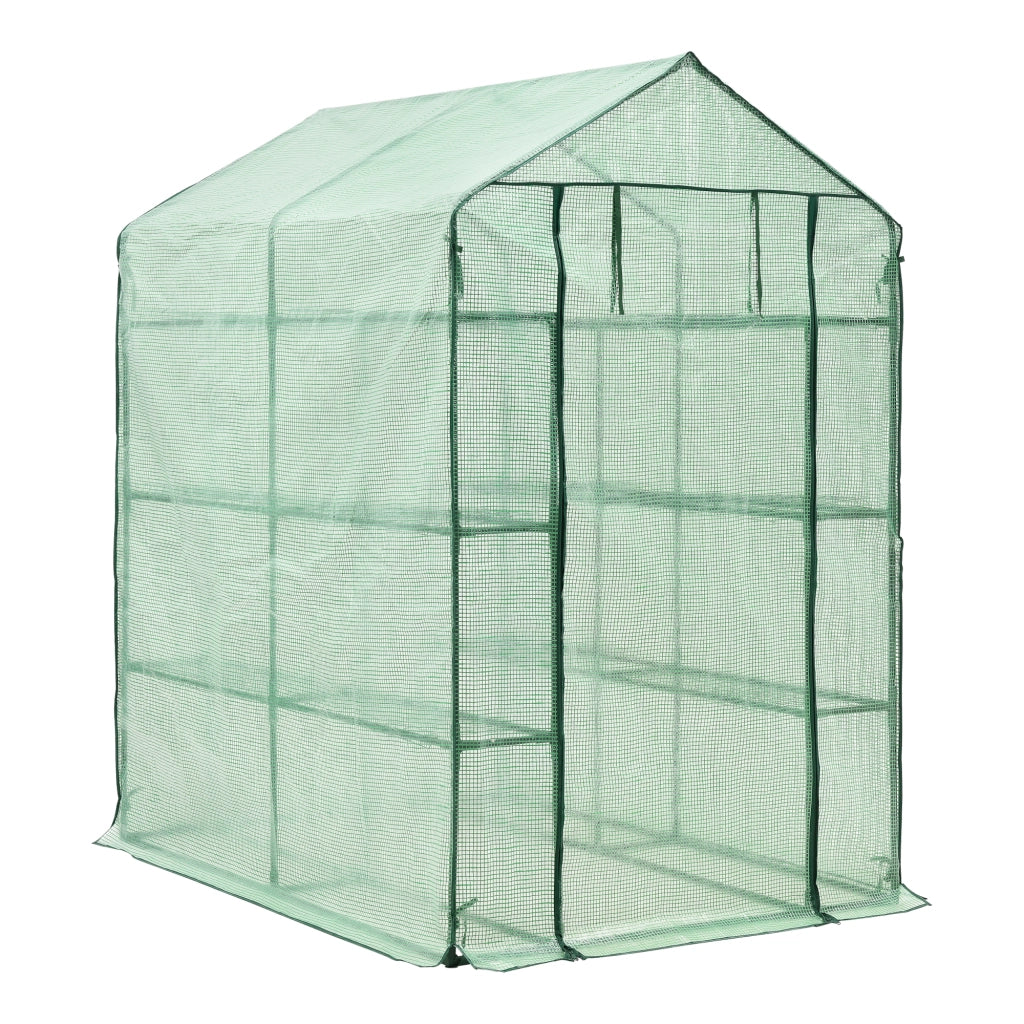 Serra da Giardino 'Vale' con 6 Ripiani (LxPxA): 120 x 170 x 194 cm - Forma di Casetta - Verde Reticolato [en.casa]