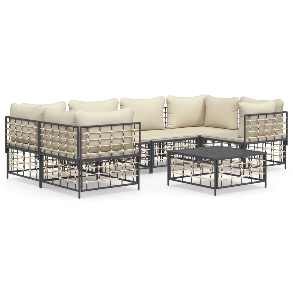 Set Divani da Giardino 7 pz con Cuscini Antracite in Polyrattancod mxl 100546