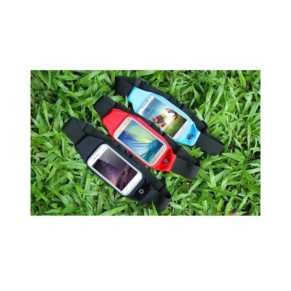 Trade Shop - Cintura Con Tasche Zip Sport Belt Marsupio Porta Smartphone Cellulari 4,7" -