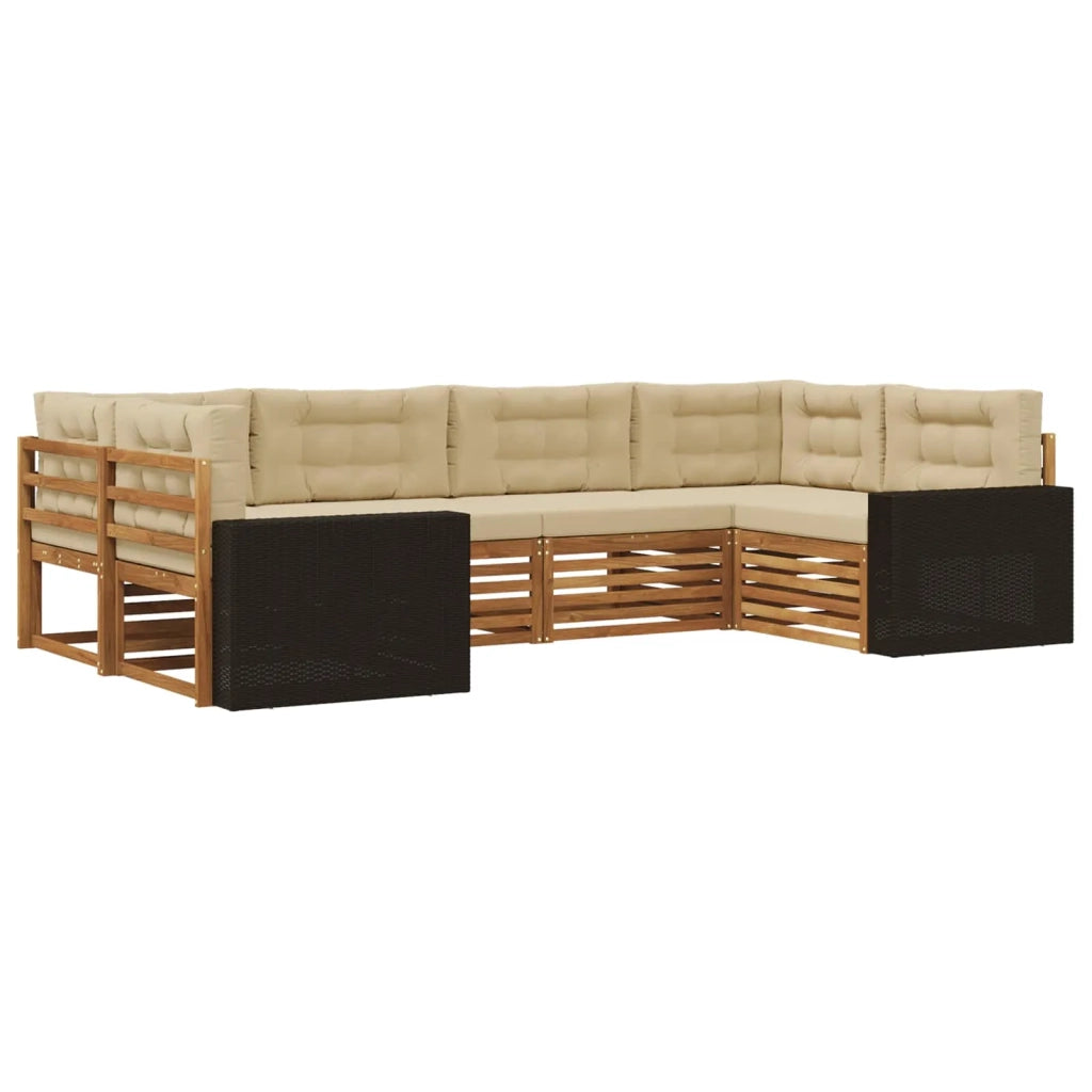 Set di divani da esterno 6 pz Naturale e Beige 3383786