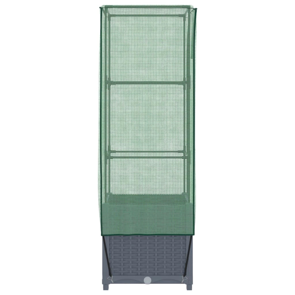 Aiuola rialzata/fioriera con copertura effetto rattan 40 x 40 x 139 cm blu/grigio 02_0038772