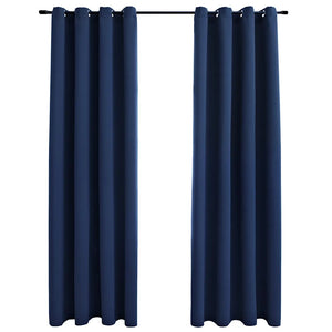 Tende Oscuranti con Anelli in Metallo 2 pz Blu 140x175 cm cod mxl 62501