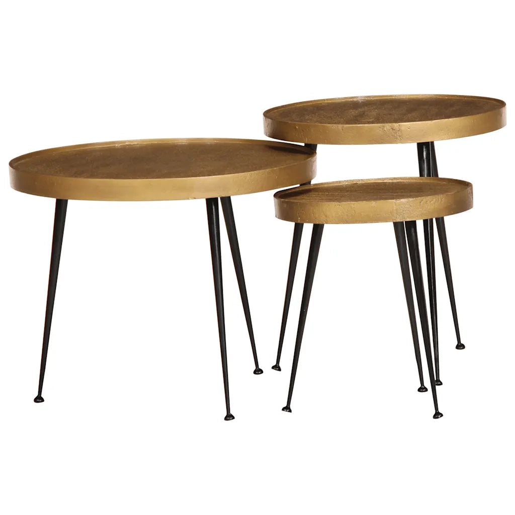 Tavolini da Salotto 3 pz Oro in Legno Multistrato