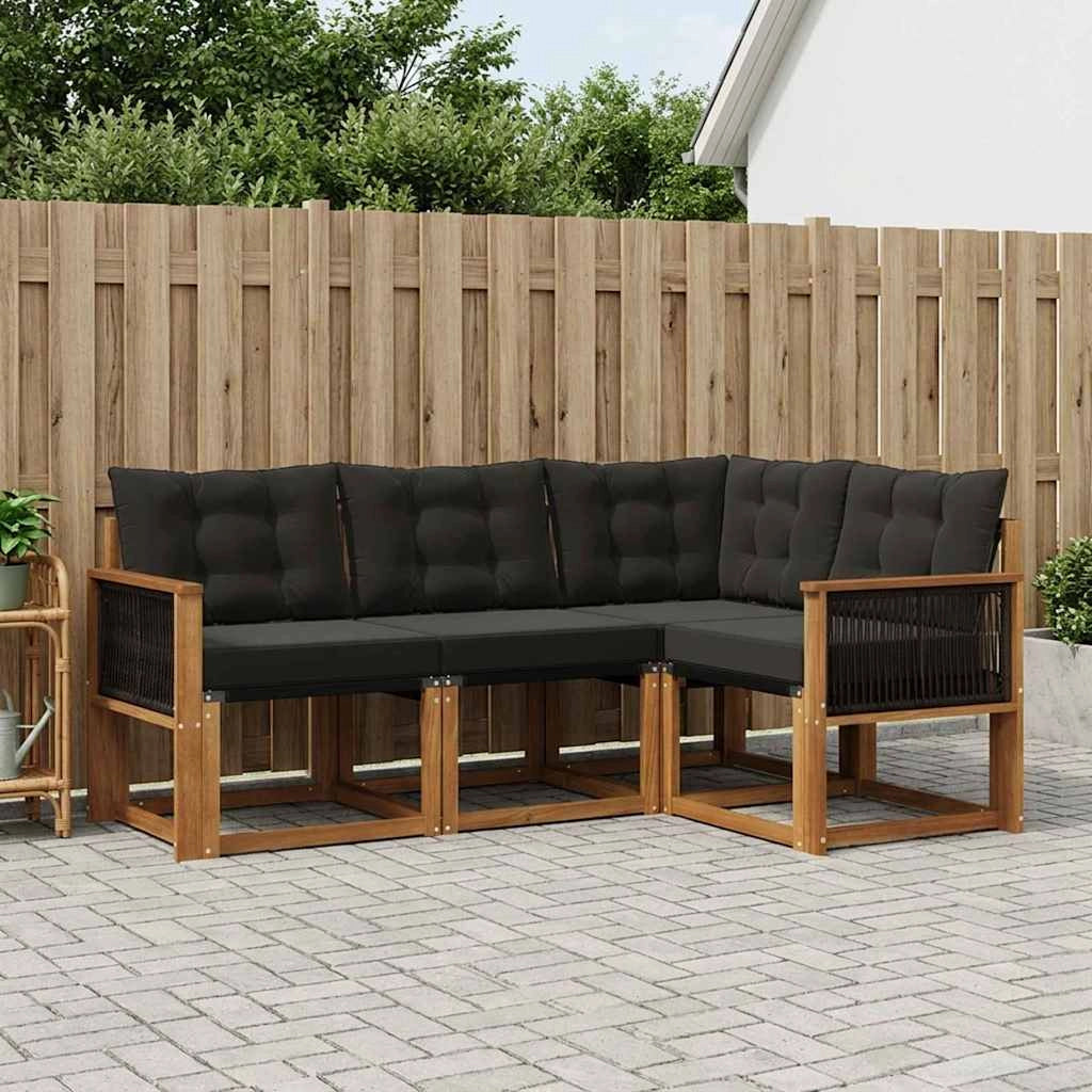 Set di divani da esterno 4 pz Naturale e Nero 3381920