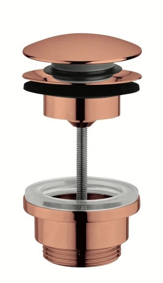 Scarico per lavabo e bidet CLIC-CLAC universale con sistema a vite in acciaio inox 304 FCR Finitura: Copper spazzolato PVD