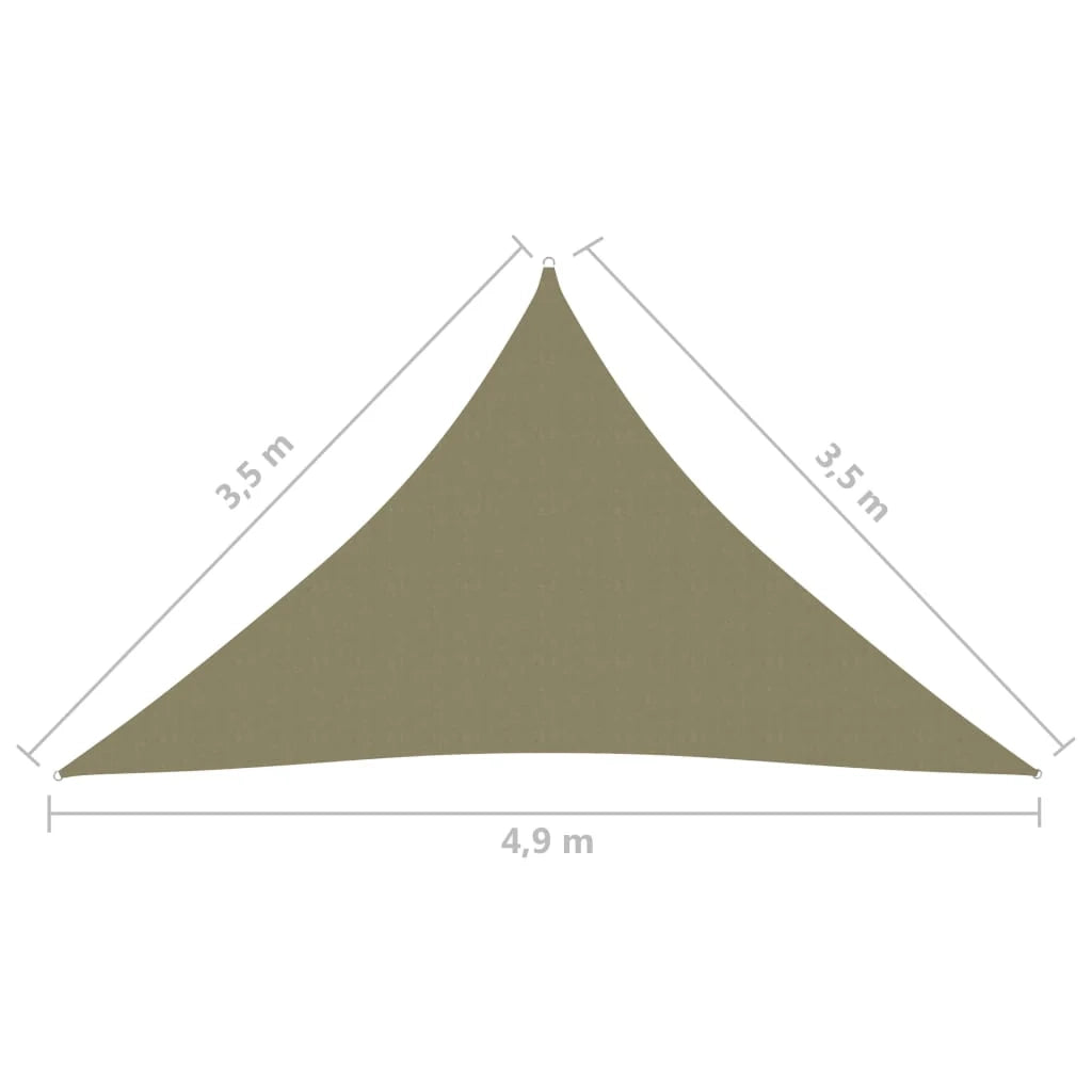 Vela ombreggiante triangolare in tessuto Oxford 3,5 x 3,5 x 4,9 m beige 02_0009804