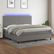 Letto a Molle Materasso e LED Grigio Scuro 200x200cm in Tessuto