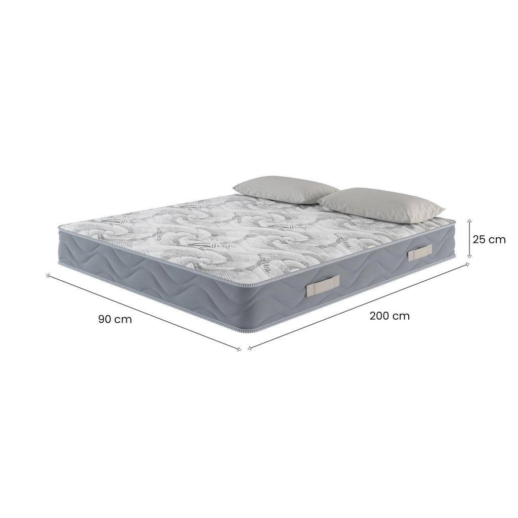 Weston, Materasso Singolo Misura Rete Compatibile 90x200 cm Made in Italy, 200x90x25h cm Bianco