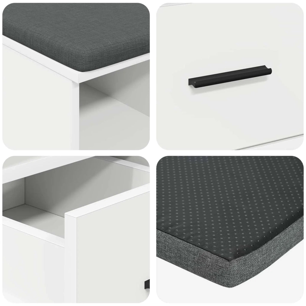 Panca per ingresso con cuscino-Sgabello-Panca da Corridoio Bianco 60 x 38 x 46 cm 335250
