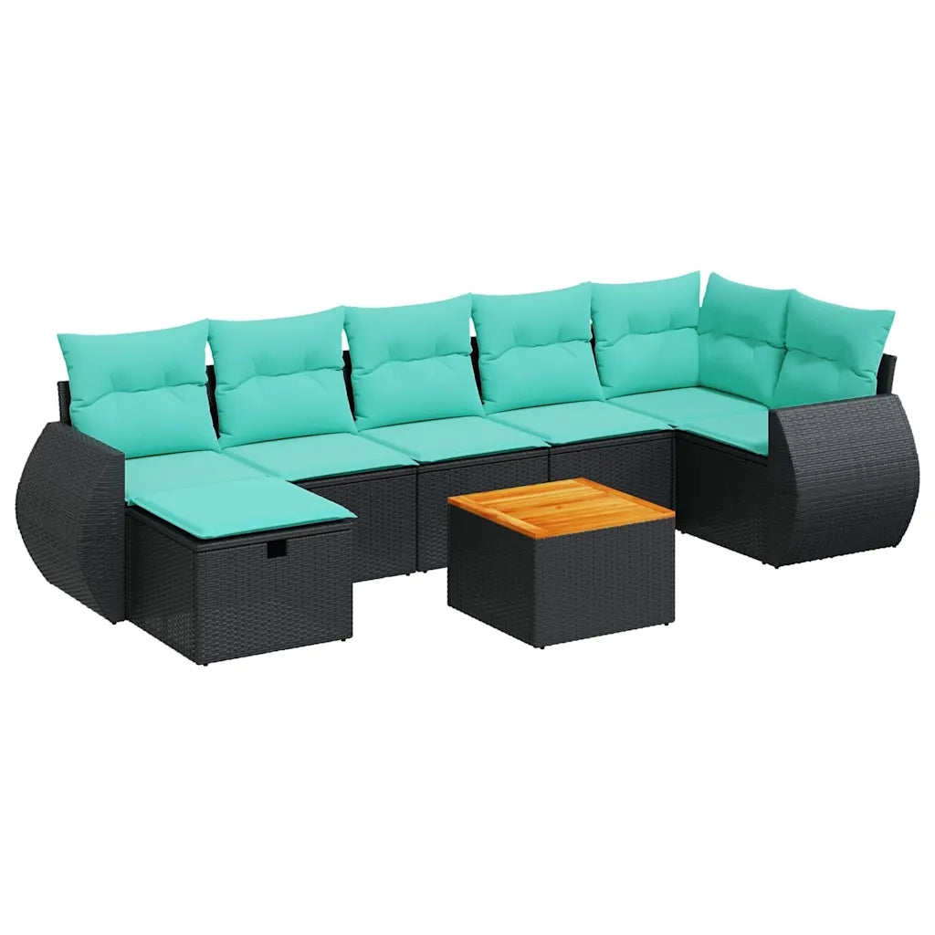 Set Divani da Giardino con Cuscini 8 pz Nero in Polyrattan 3325851