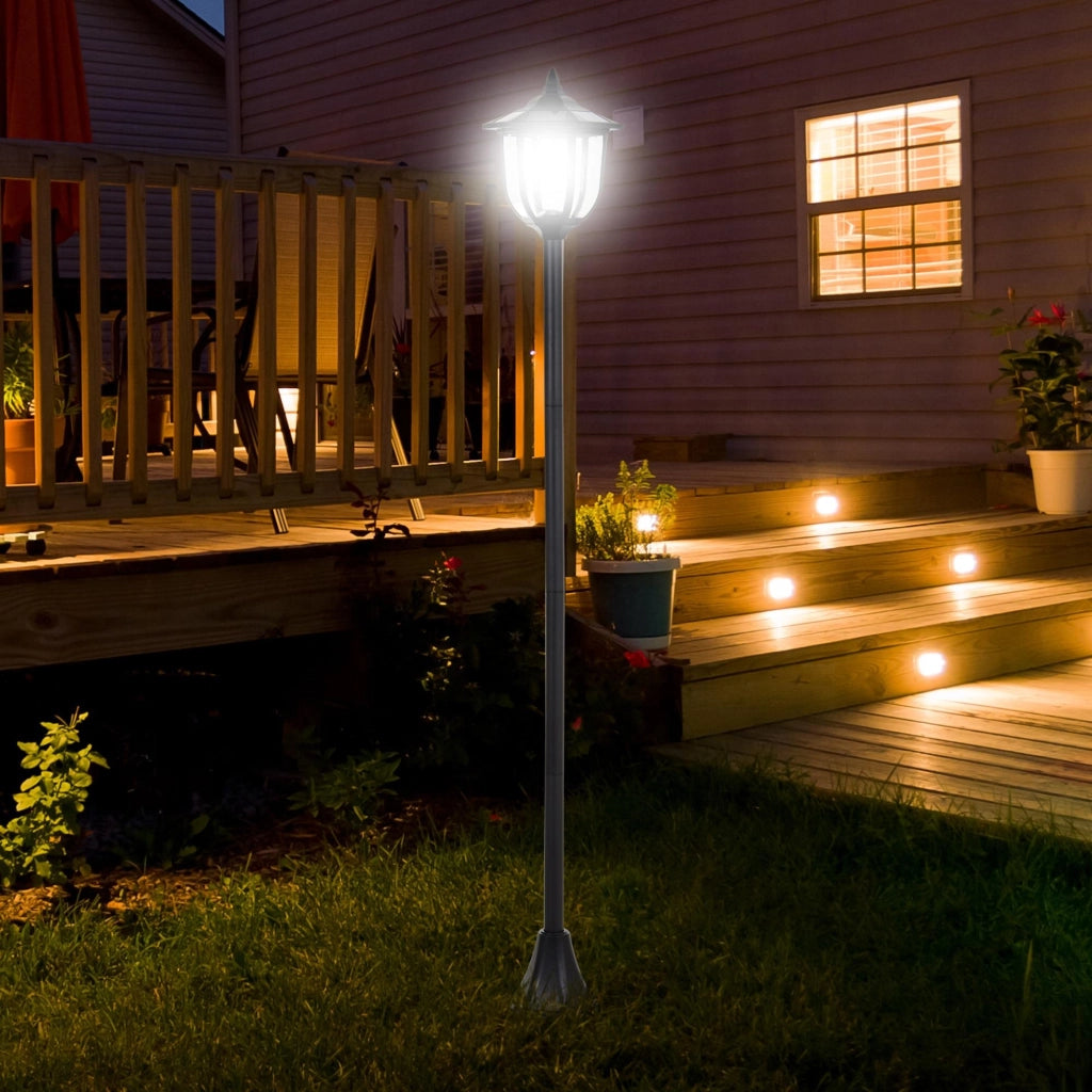 Lampada da Giardino Solare LED ¨C Zephmum ¨C 26x26x177 cm Nero