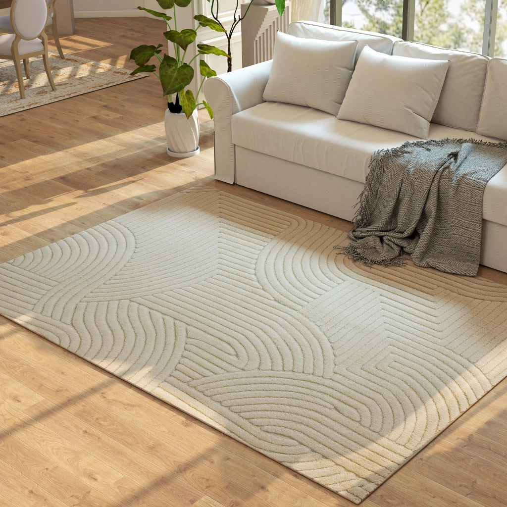 Tappeto 230x160 cm ¨C Zephmum ¨C Geometrico Pelo Lungo Antiscivolo Crema