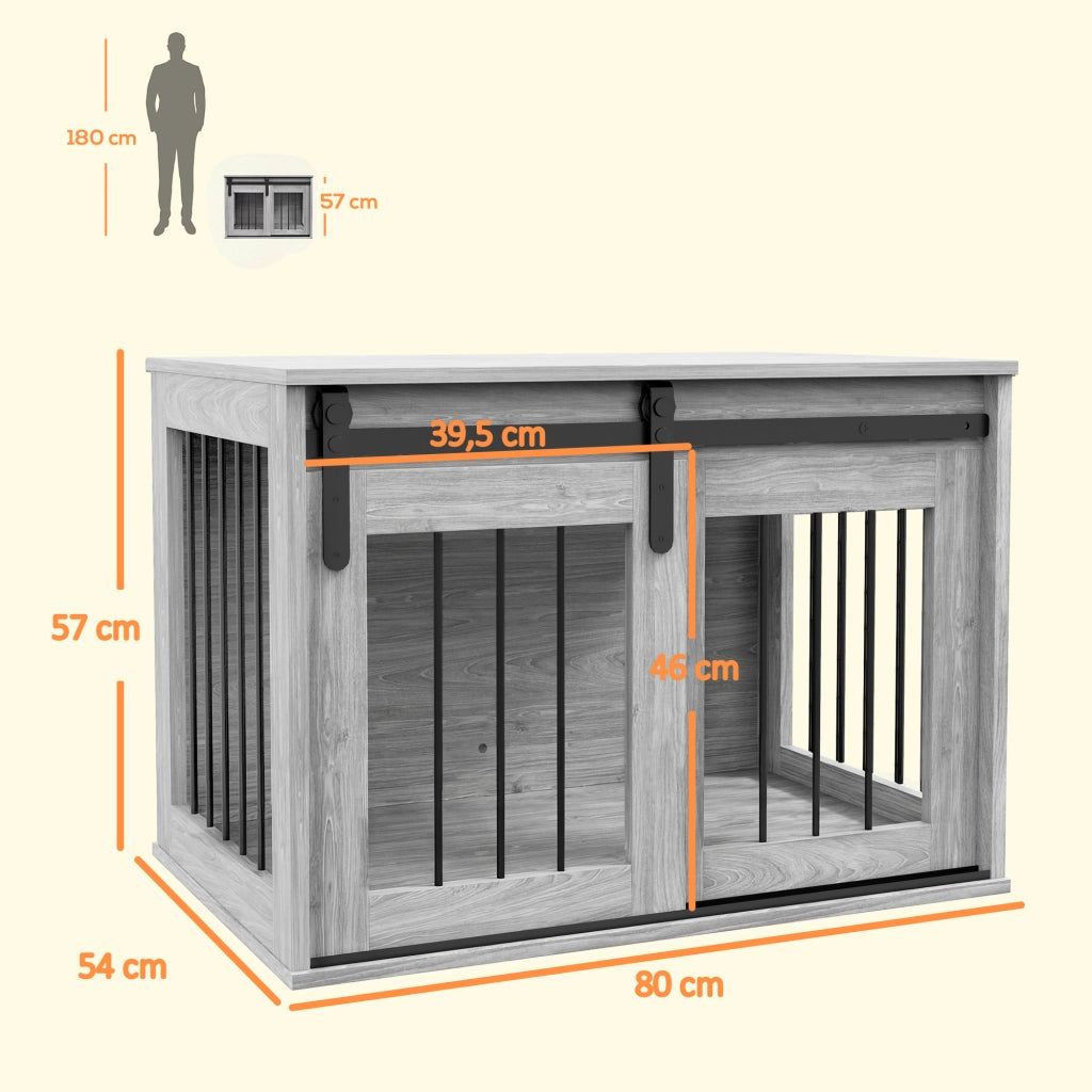 Gabbia Gabbietta per Cani Interna ¨C zephmum ¨C Effetto Legno 80x54x57 cm