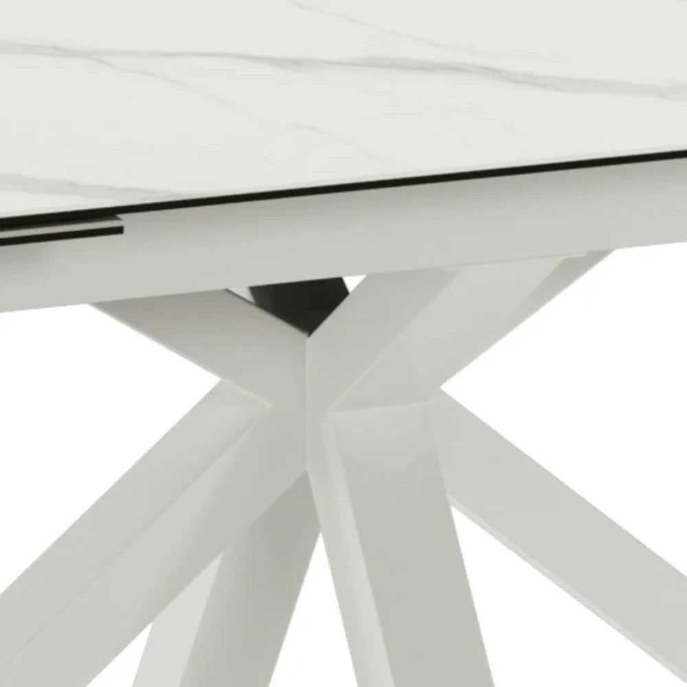 Tavolo da pranzo allungabile in ceramica effetto marmo bianco Guernica 160-240x90 cm fino a 10 posti | Duzzle