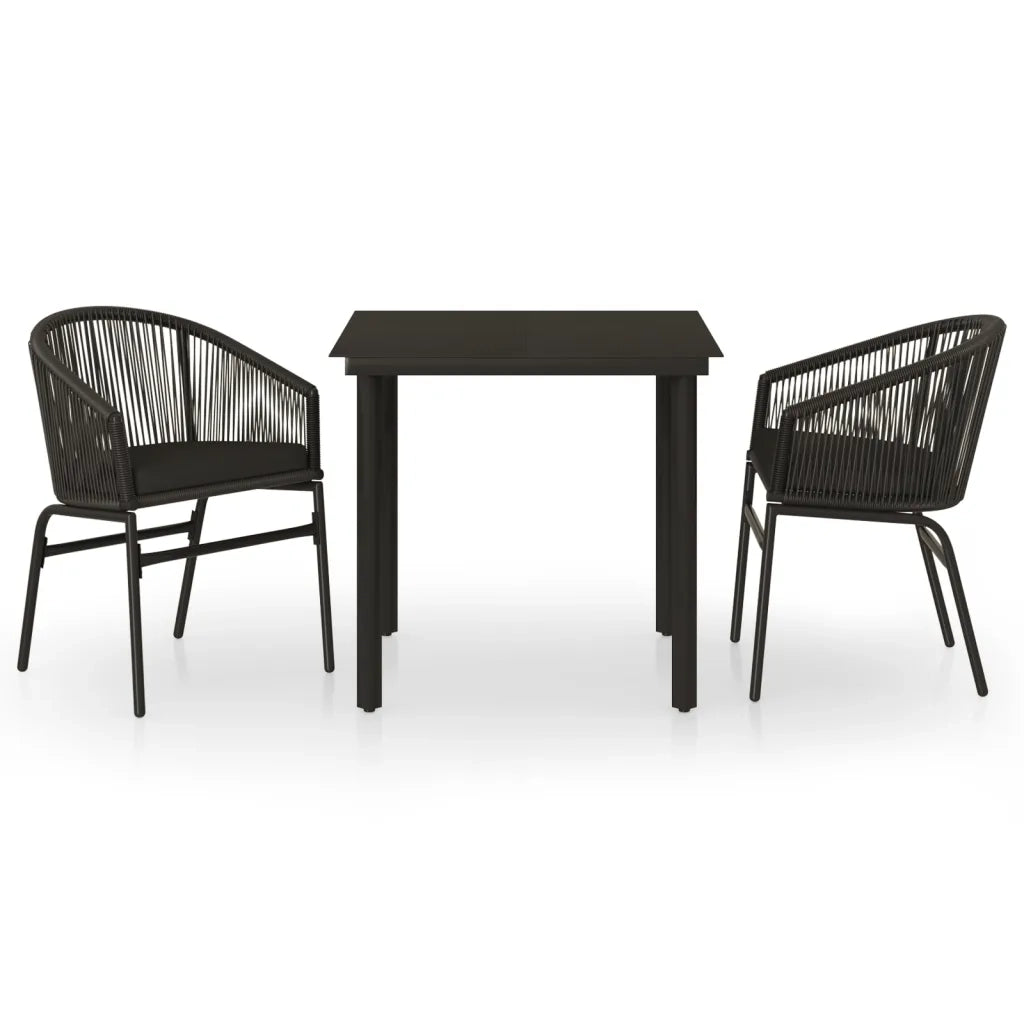 Set Mobili da Pranzo per Giardino 3 pz | Set Salotto da Giardino Nero