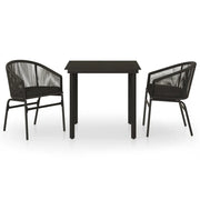 Set Mobili da Pranzo per Giardino 3 pz | Set Salotto da Giardino Nero