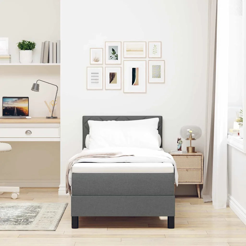 Letto a molle con materasso Grigio scuro 80 x 200 cm Tessuto 3342241