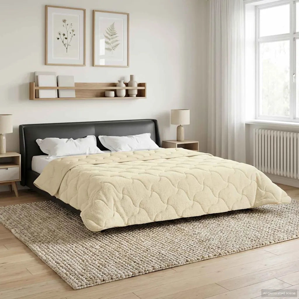 Duvet Invernale Crema 240 x 260 cm Microfibra e Fleece Teddy 42026372
