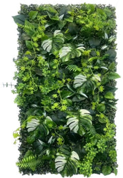 Pannelli di finto verde, 50 x 100 cm, siepe in plastica per esterni, PE, pannelli di finto verde come nella realtà, decorazione per muri verdi con fiori (combinazione 3)