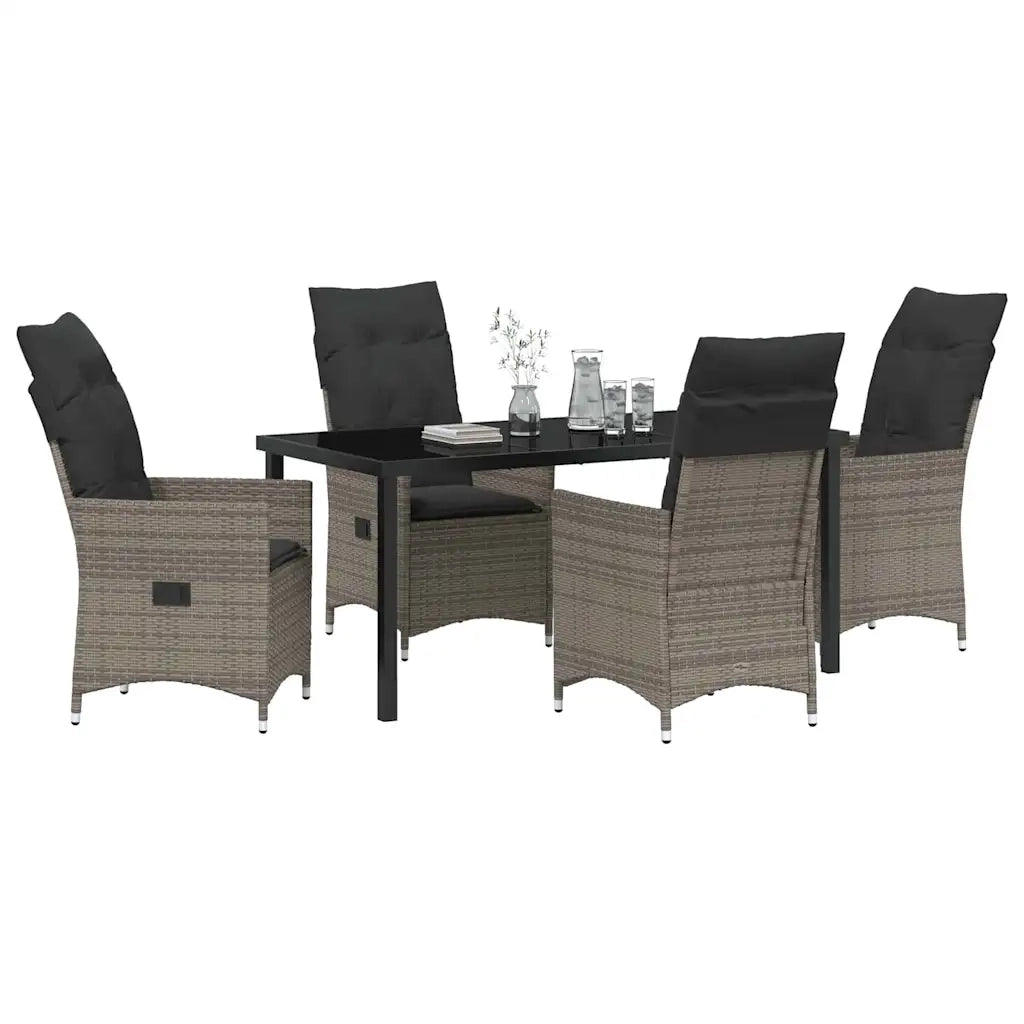 Set da Pranzo per Giardino con cuscino 5 pcs Grigio polyrattan 3379551
