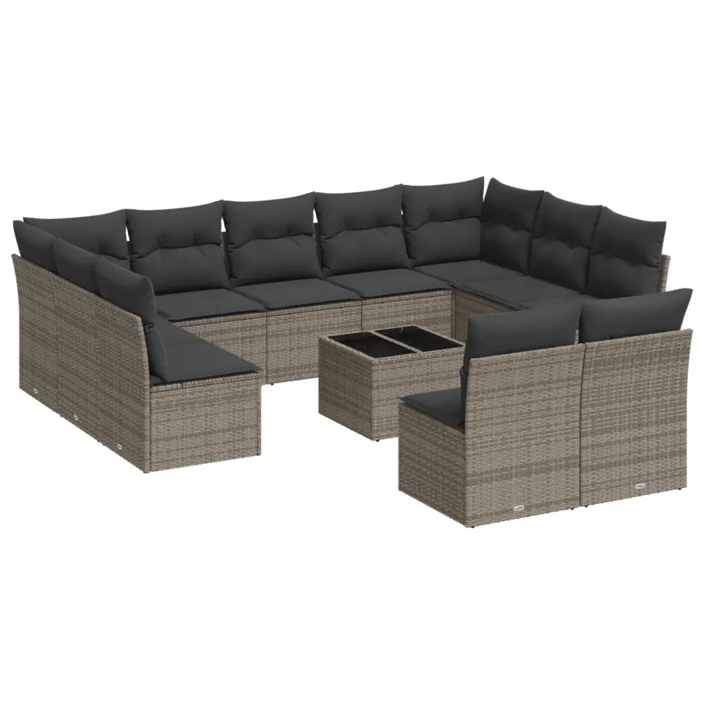 Set Divani da Giardino 12 pz con Cuscini Grigio in Polyrattan 3218360