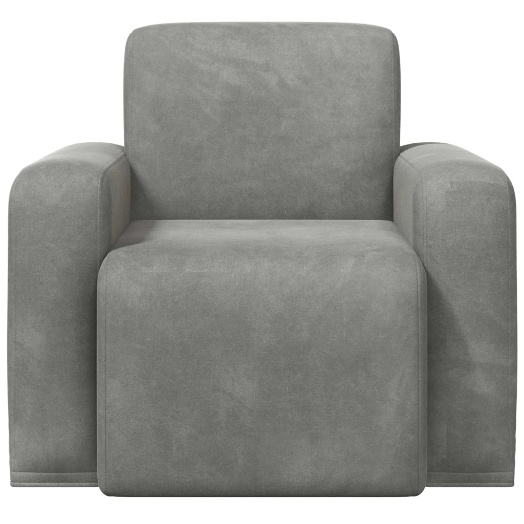 Poltrona-Divano Sedia-Poltroncina Grigio Chiaro Velluto 896214