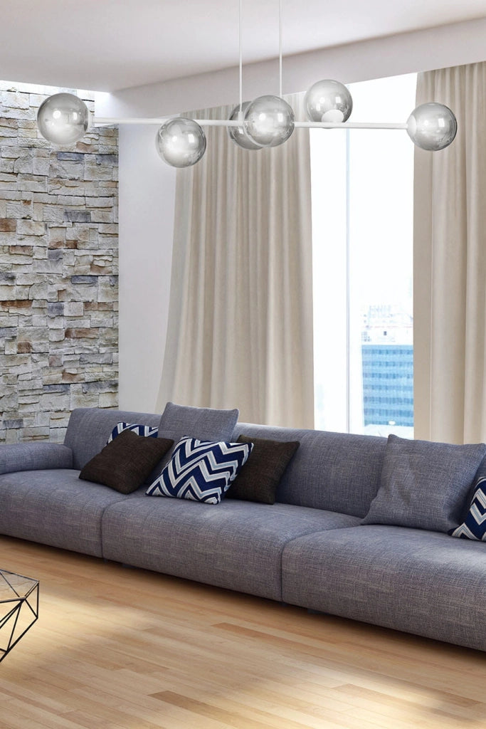Emibig Rossi lampadario 6xE14 bianco vetro fumé 110cm
