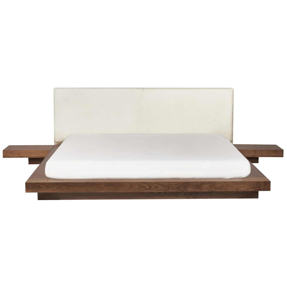 Letto stile Giapponese moderno 180 x 200 cm Comodini Laterali Marrone Testiera Boucle