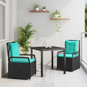 Set da Pranzo per Giardino 3 pcs Nero polyrattan 3381058