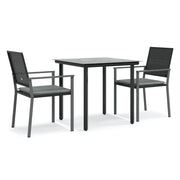 Set Pranzo da Giardino 3pz | Set Salotto da Giardino con Cuscini in Polyrattan e Acciaio