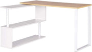 Bureau di Progetto con Spazio di Stoccaggio - Credenza angolare, Scrivania, Credenza - Legno Elegante / Bianco 120x50x74 cm