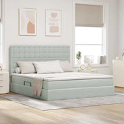 Letto con contenitore LED e materasso Grigio Chiaro