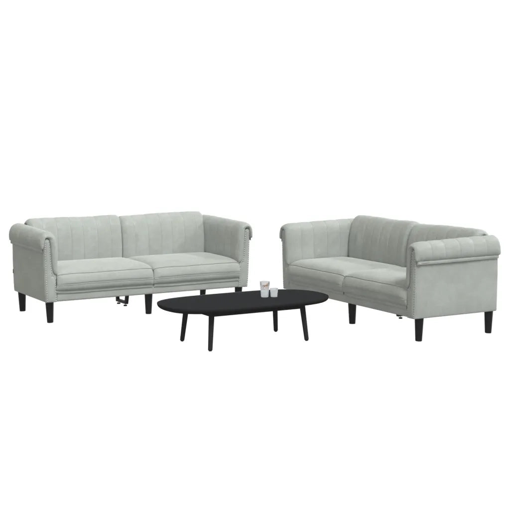 Set di Divani 2 pz Grigio Chiaro in Vellutocod mxl 116533