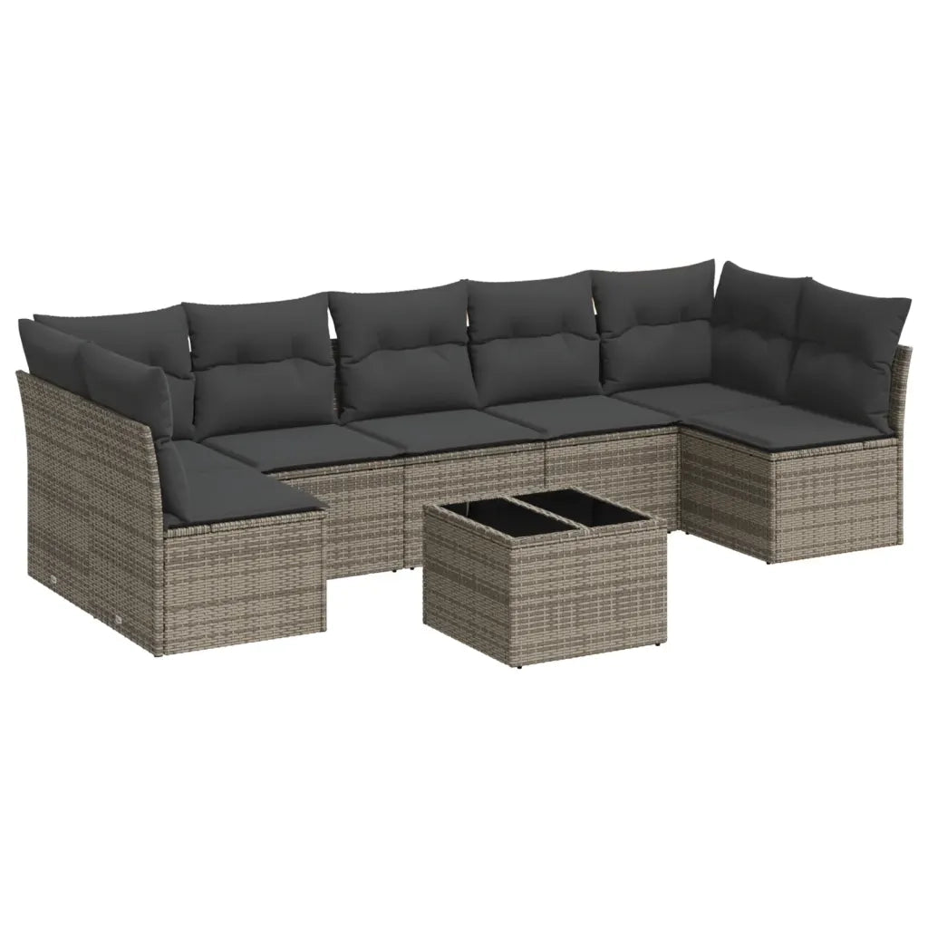 Set Divano da Giardino 8 pz con Cuscini Grigio in Polyrattancod mxl 87365