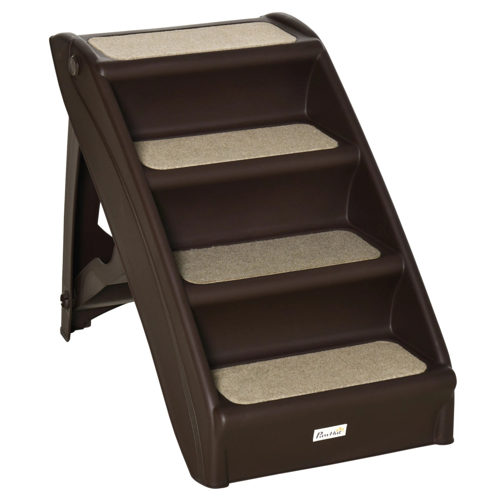 Scala per Cani Gatti Portatile ¨C zephmum ¨C Marrone 62x38x49,5 cm