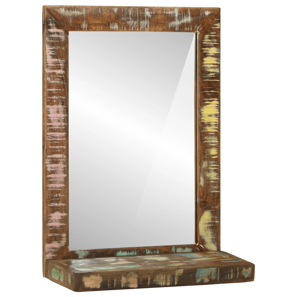 Specchio da Bagno 50x22x70 cm Legno Massello Riciclato