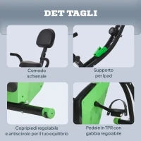 Cyclette Pieghevole 2 in 1, Resistenza Magnetica Regolabile 8 Livelli, Cyclette da Casa Silenziosa con Sensore di Frequenza Cardiaca, Elastici per Braccia, Schermo LCD, Volano 2.5kg, Verde